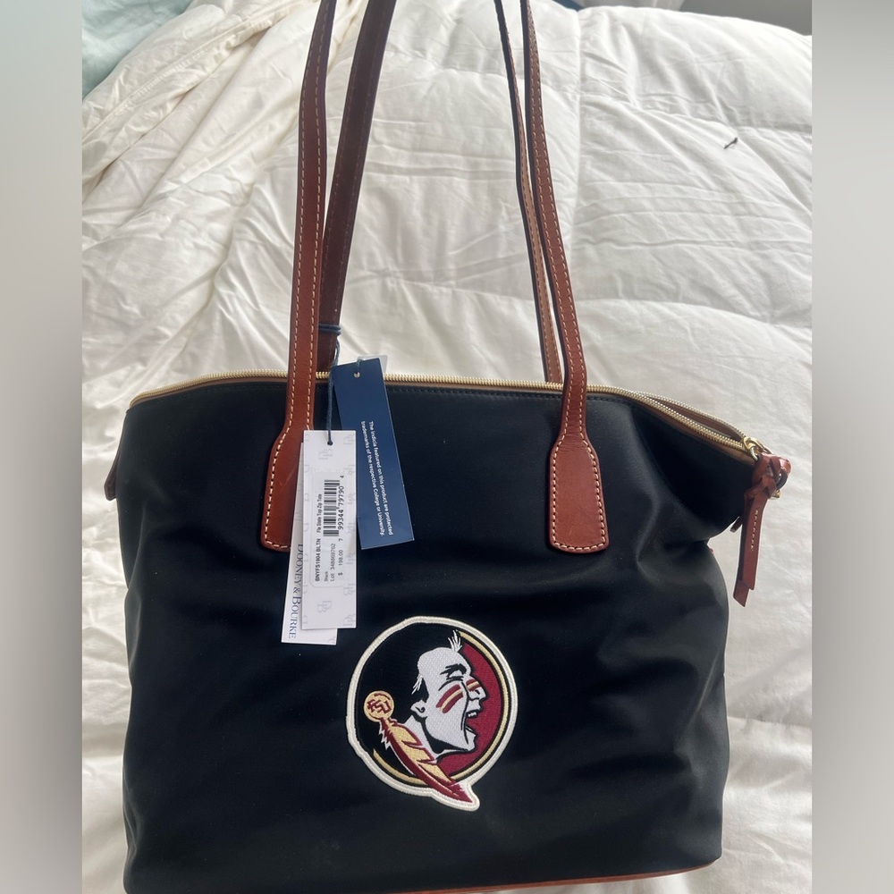 Dooney & Bourke Black Tote with Brown Handles